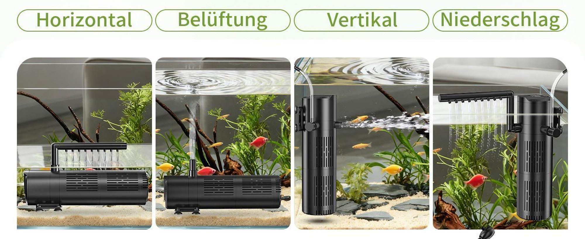 Forever Speed Aquarium Filter mit UVC Klärer Aquarium Innenfilter 6W, 5-in-1 Nano Aquariumfilter für 40L-150L Aquarien 8W 500L/H