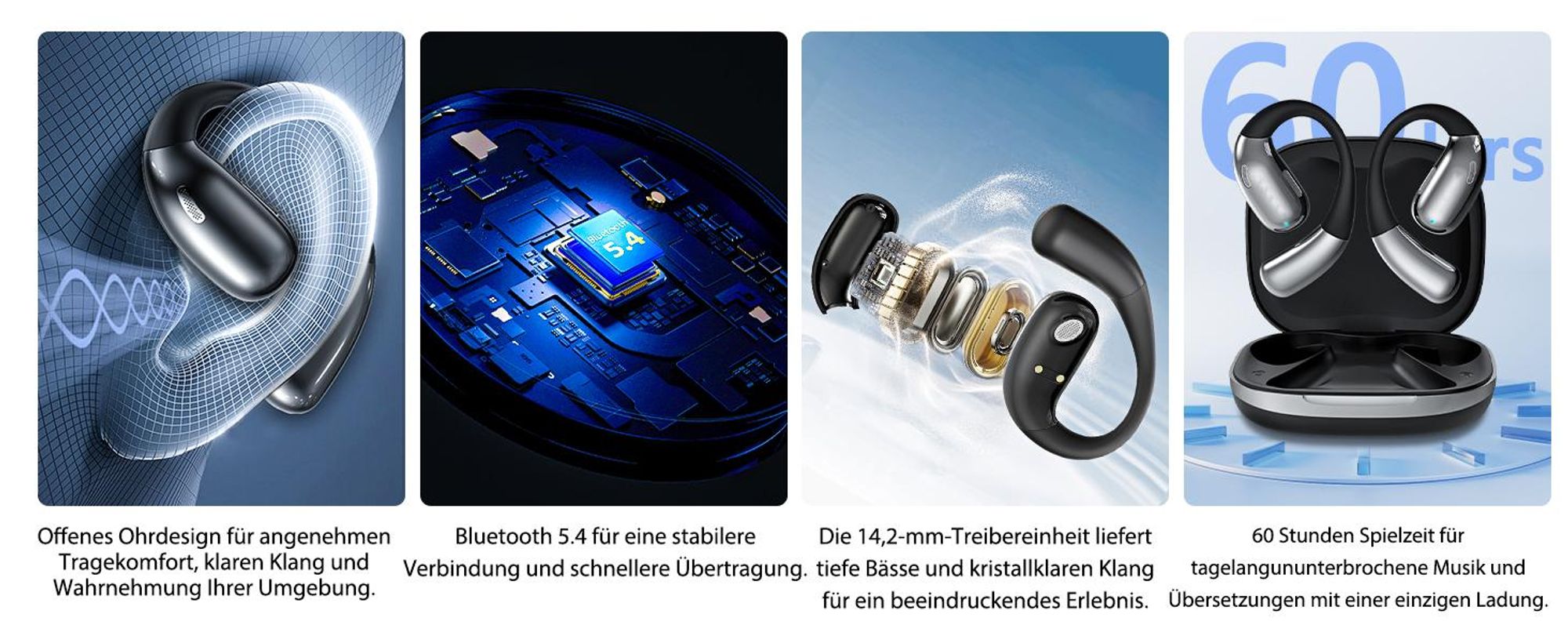 AI Übersetzer Kopfhörer, Ohrhörer mit KI-Echtzeit-Übersetzung, Bluetooth Kopfhörer, Übersetzungskopfhörer, 150 Sprachen, HiFi-Sound