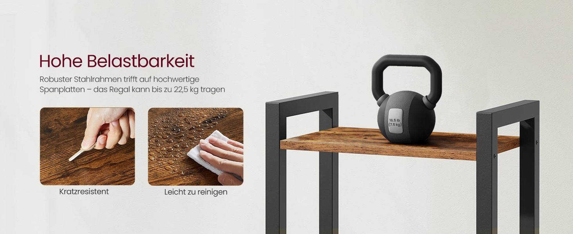 VASAGLE Regal, Bücherregal, Standregal, DVD-Regal, mit 3 Ebenen, Büroregal, offene Ablagen, für Büro, Wohnzimmer, Schlafzimmer, Küche
