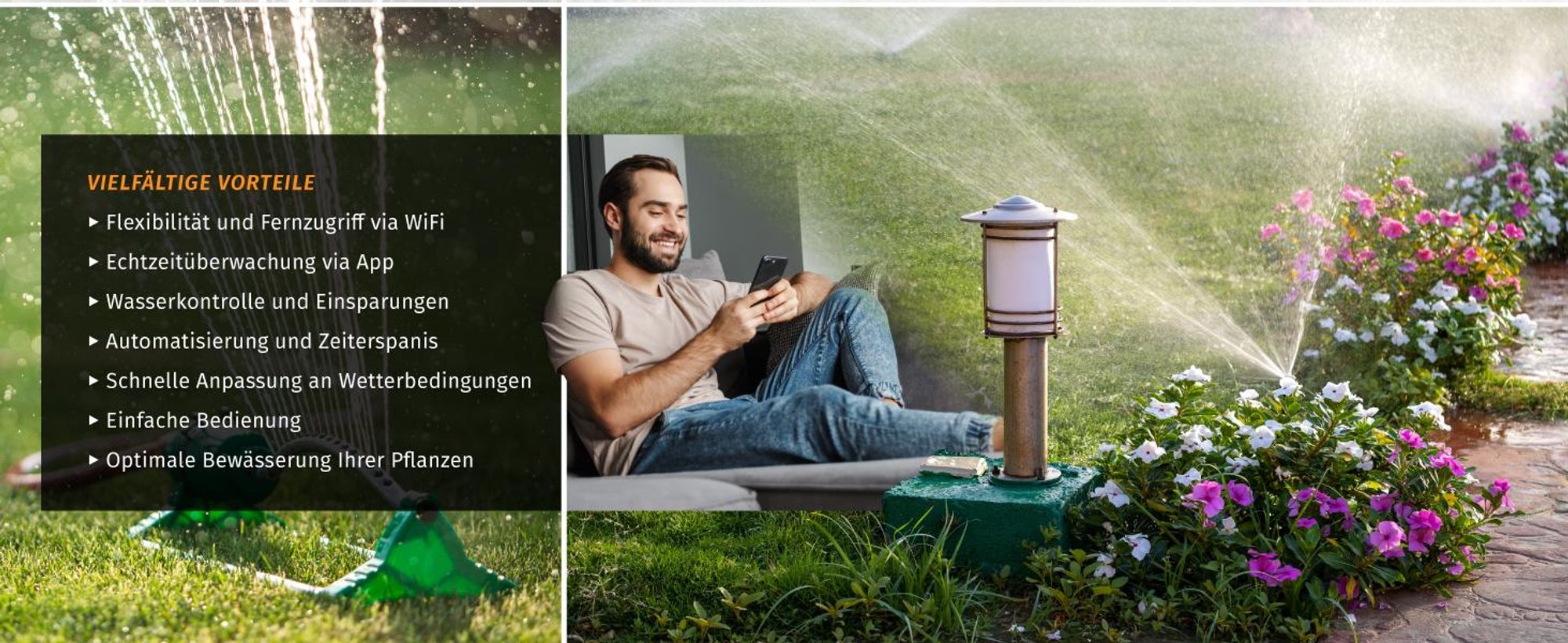 Brandson Bewässerungscomputer mit 2 Ausgängen und Wifi-Verbindungssteckdose, Bewässerungssteuerung, Bewässerungsuhr, automatische Bewässerung