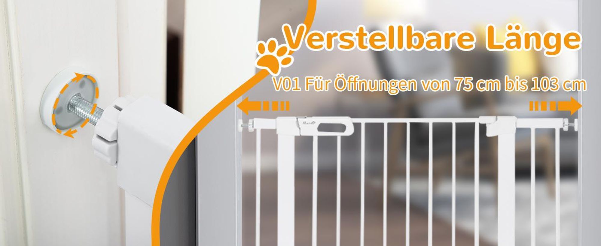 PawHut Hunde Absperrgitter Schutzgitter Türschutzgitter Stahl Weiß