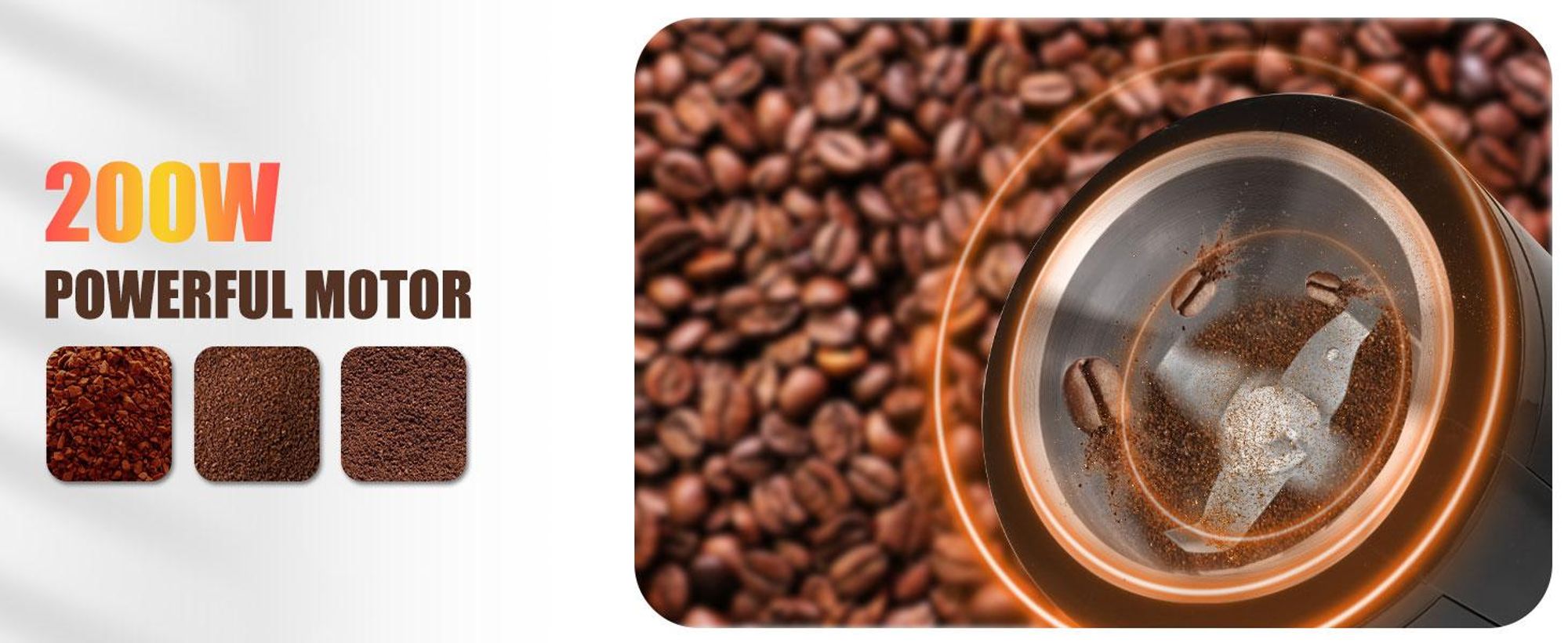 Aigostar - Elektrische Kaffeemühle Mahlgrad Einstellbar, Caffe Grinder Mixer Mühle Zerkleinerer für Kaffeebohne Leinsamen Nuss Gewürze Getreide, 200W