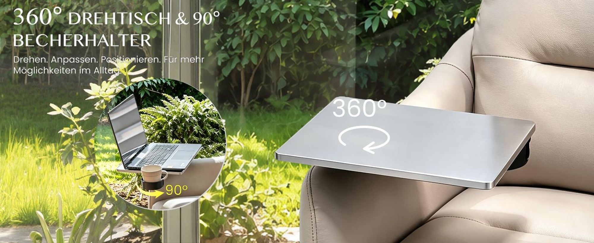 FLEXISPOT Lune Pro Elektrischer Relaxsessel, Doppelmotor, Echtleder, 180° Liegefunktion, 3-fach Kopfstütze, USB-Anschluss & 360° Schwenktisch, Beige