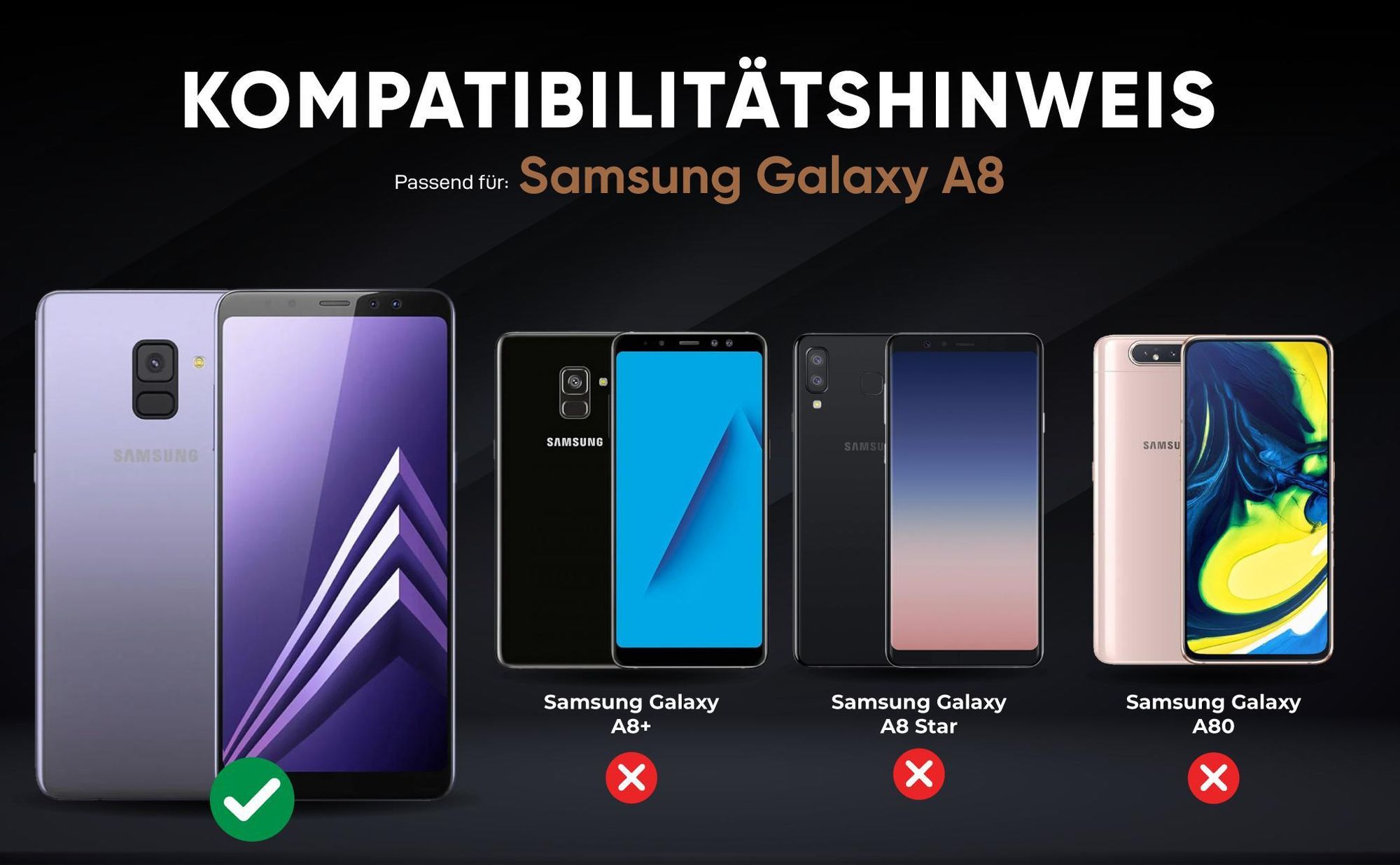Kompatibilitätshinweise Hülle für Samsung Galaxy A8