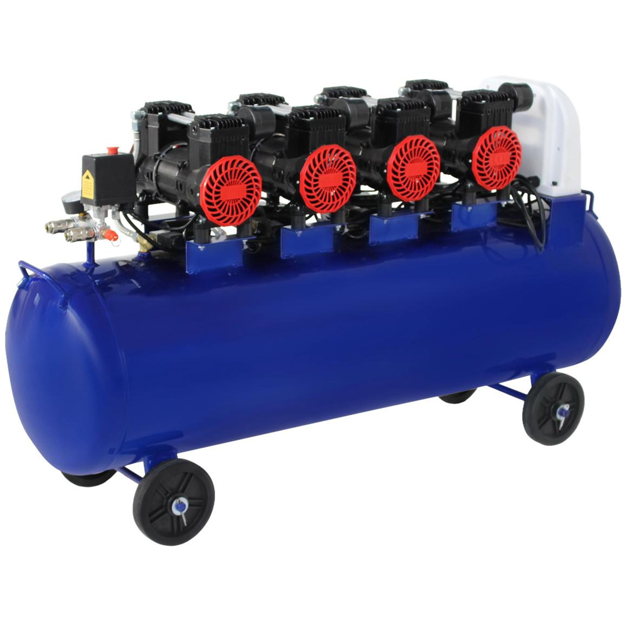 KRAFT&DELE | Flüsterkompressor, 120l, 4 Kolben, 400V, 7 kW, Silent Kompressor, Druckluftkompressor, inklusive Druckminderer und Wasserabscheider