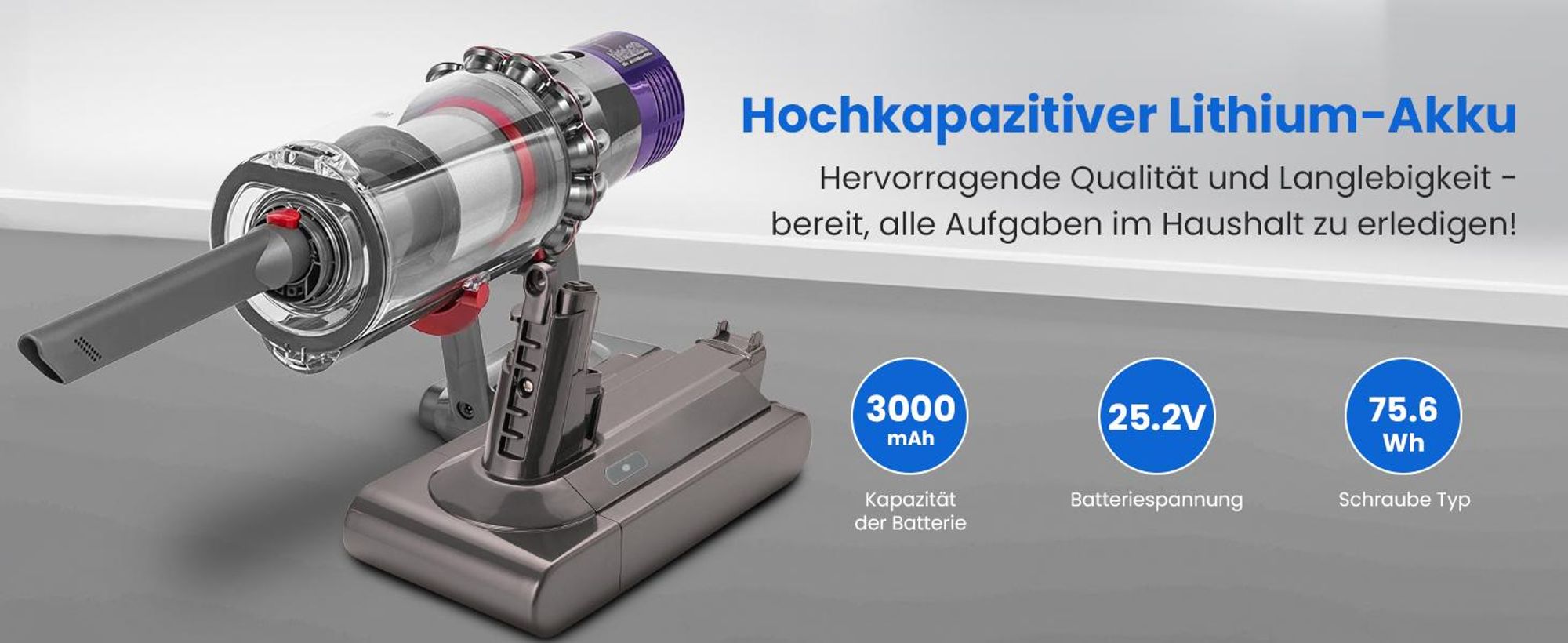 Extralink Akku Batterie für Dyson V11 Absolute 25,2V 3000mAh Hochleistungs-Li-Ion-Ersatzakku