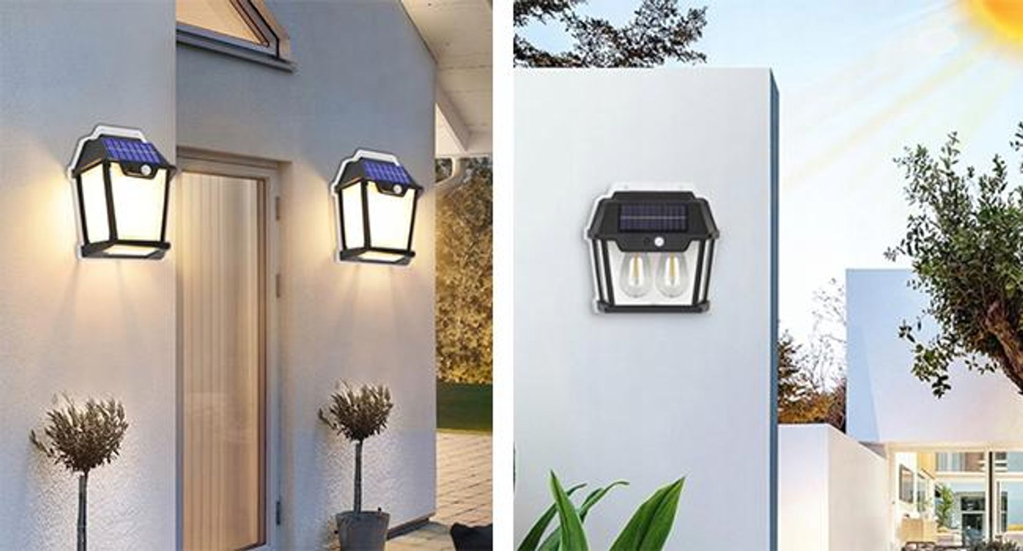 KRUMAD Solarleuchte Außen 600 lm warmweiß, mit Bewegungs- & Dämmerungssensor, 3 Modi, IP65, PIR 120°/5–8 m – für Garten, Terrasse, Wand