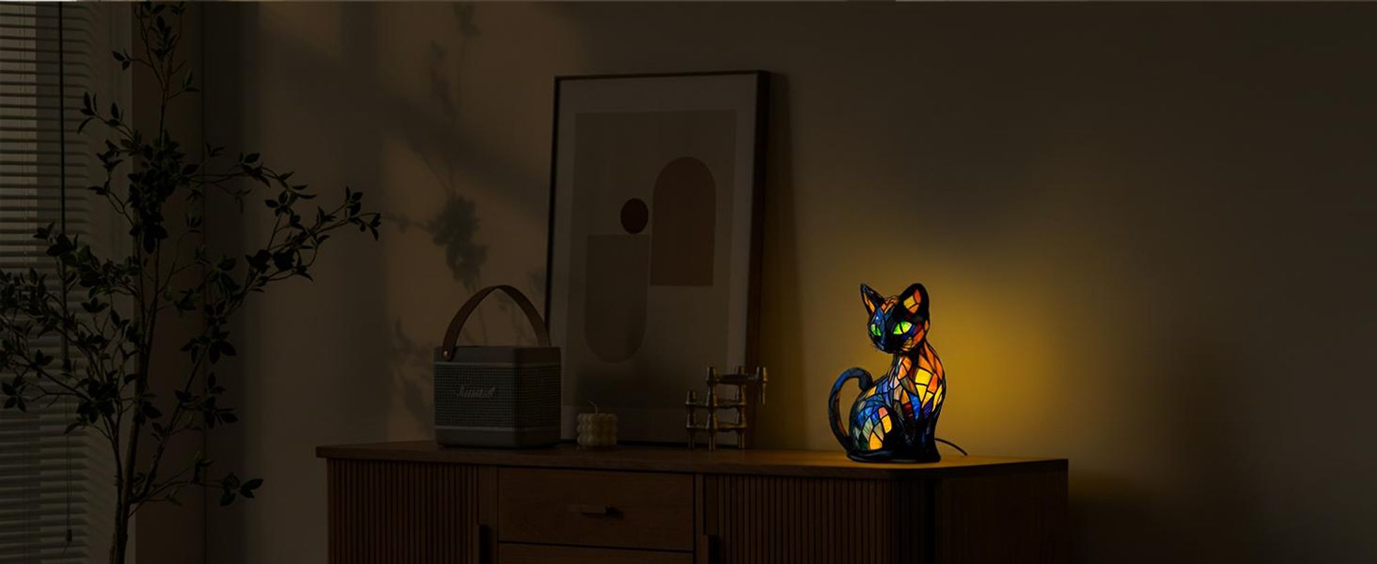Katzen Lampe, Katzenlampe Mosaik, Nachttischlampe, USB Nachtlicht Katze mehrfarbig, vintage buntglas lampe, Bedside lamp, Schlafzimmer Deko Geschenk