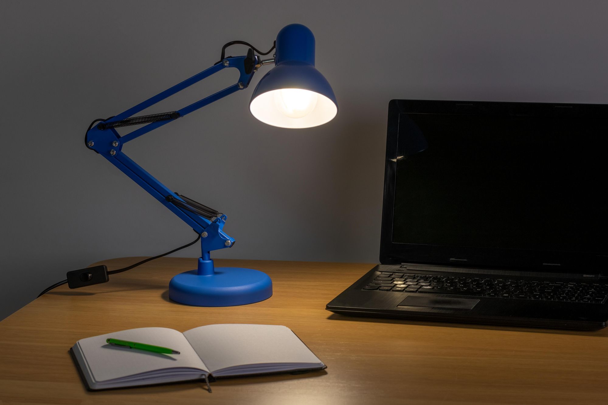 LUMILED Schreibtischlampe klassisch Leselampe Blau Tischleuchte Tischlampe Verstellbarer Arm mit E27 Retro aus Metall Schreibtischleuchte