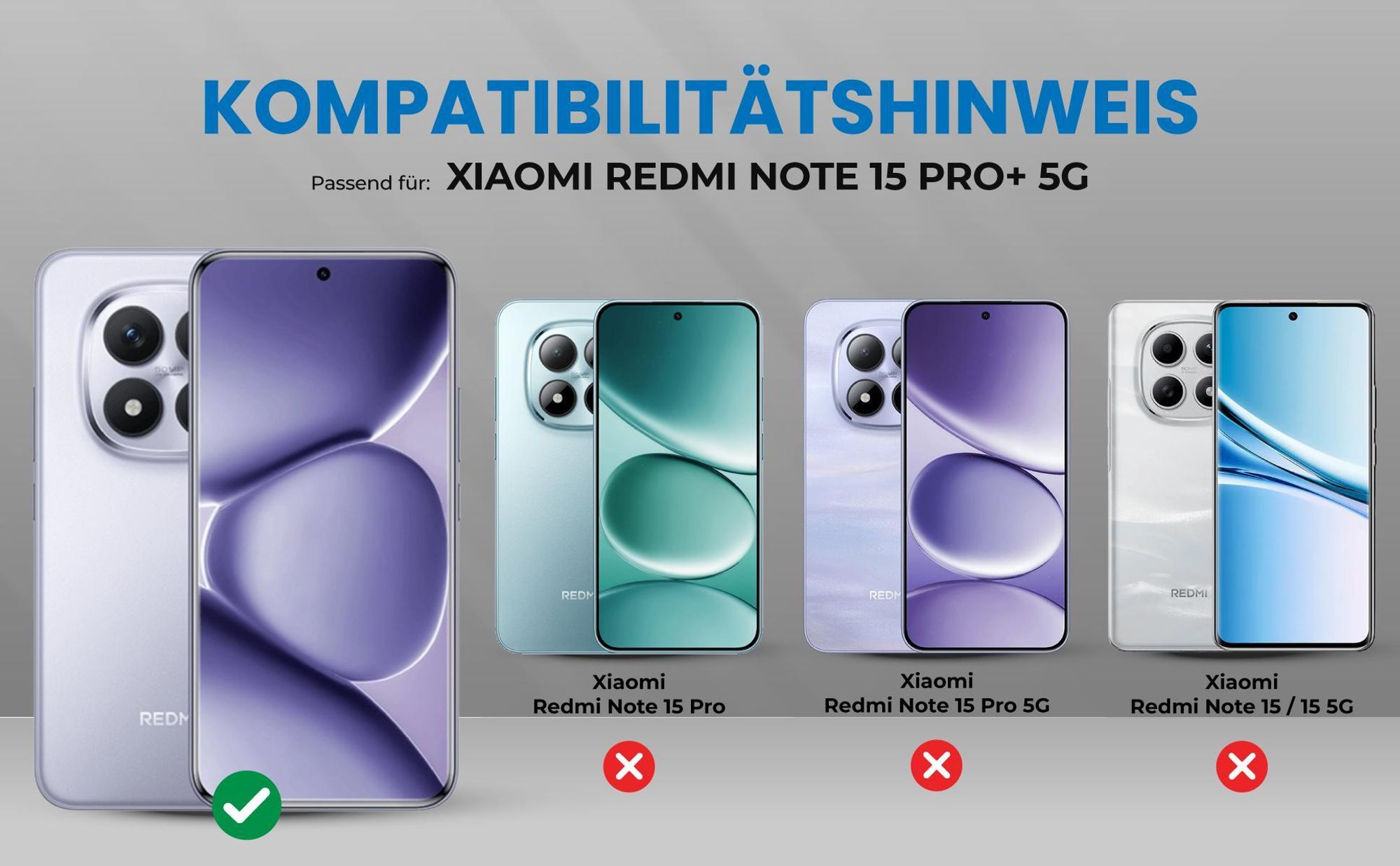 Kompatibilitätshinweise Hülle für Xiaomi Redmi Note 15 Pro+ 5G
