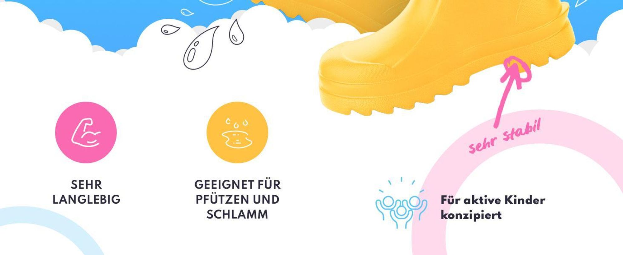 3Kamido GoSplash Kindergummistiefel, sehr leicht und bequem, wasserdicht, mit Griff zum einfachen Anziehen und rutschfester Sohle - Rosa 35/36