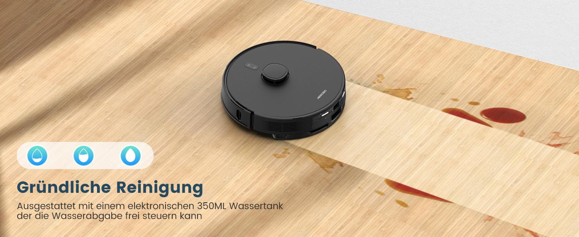 AIRROBO Saugroboter mit Absaugstation und Wischfunktion T20 Plus, Lasernavigation, 5500Pa Saugkraft, 3 in1 Staubsauger Roboter