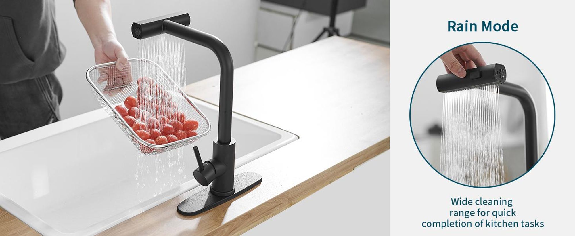 Küchenarmatur , Smart Heater Wasserhahn 360° drehbar, Edelstahl Wasserhahn Küche Waterfall Wasserhahn Küche mit 3 Strahlarte G3/8 Anschluss Armatur