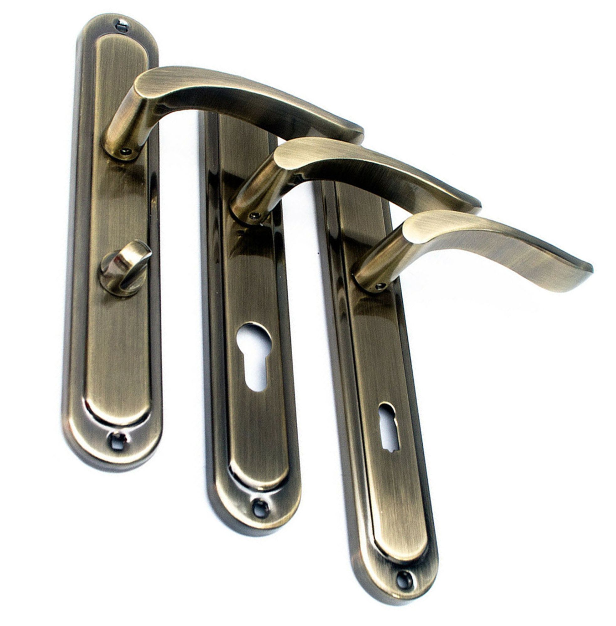 Türgriff Türbeschlag Drückergarnitur Türklinke Türdrücker Patina PZ-Profilzylinder 72mm NAT