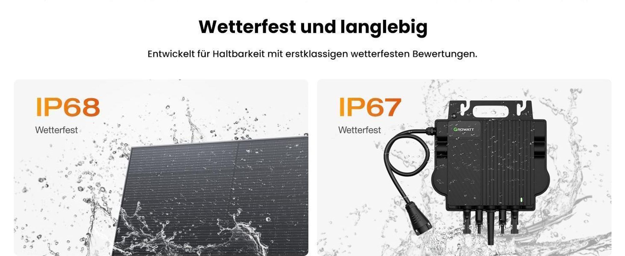 Powerness Balkonkraftwerk mit Speicher, 2048Wh Growatt NOAH Speicher mit 4x500W Full Black Bifaziale Solarmodule, 4x Flachdach-Halterung (0% MwSt)