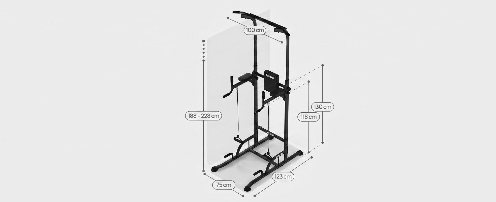 ZIPRO Uplift - Barra per trazioni - Torre multifunzionale - Stazione per dip - Stazione di allenamento - Supporto per trazioni - Palestra domestica - Attrezzo per addominali - Espansore