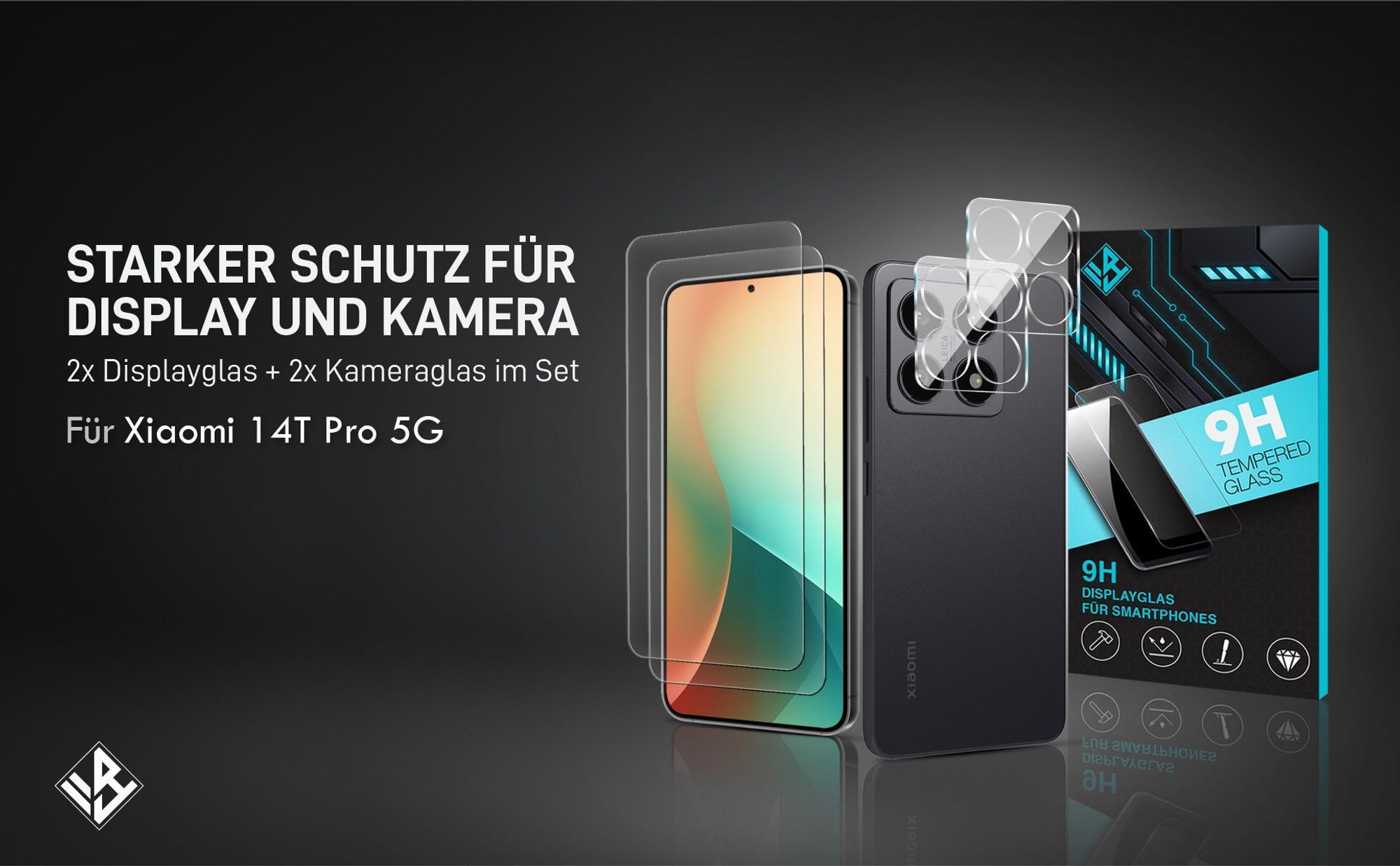 2er Set Kamera & Displayschutzglas für Xiaomi 14T Pro 5G in 9H Härte