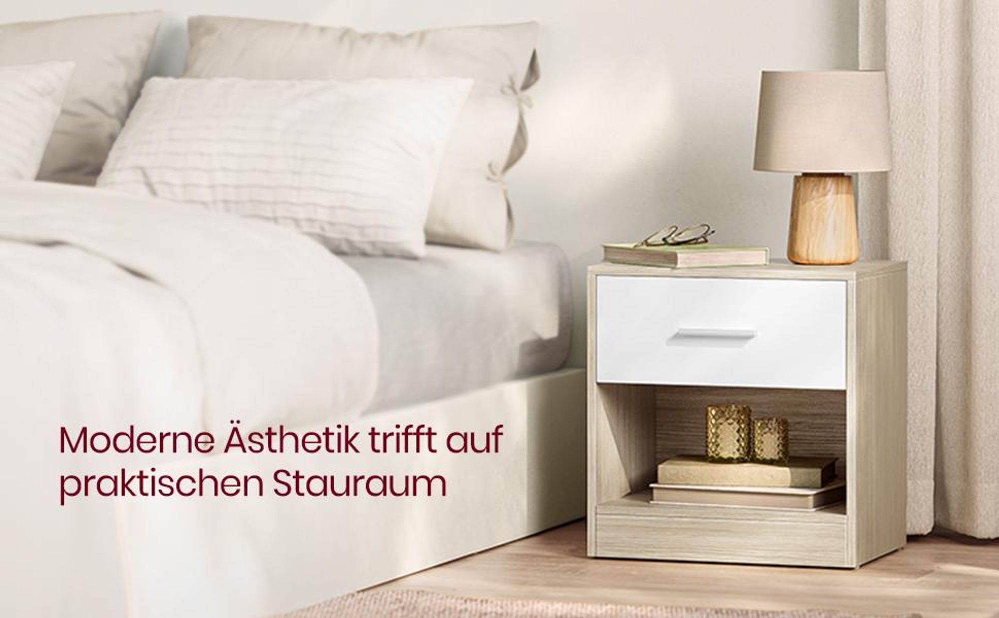 VASAGLE Nachttisch, Beistelltisch, mit Schublade, Griff, offenes Fach
