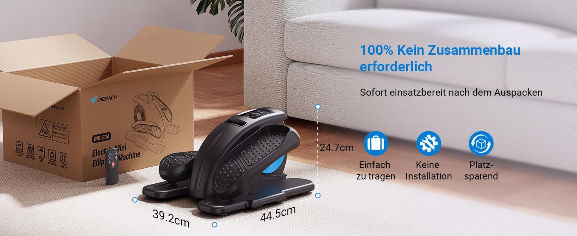 Mini Ellipsentrainer & Stepper – 12-stufiger Crosstrainer mit Fernbedienung & Display, leise, tragbar, vormontiert, ideal für Home-Office & Freizeit