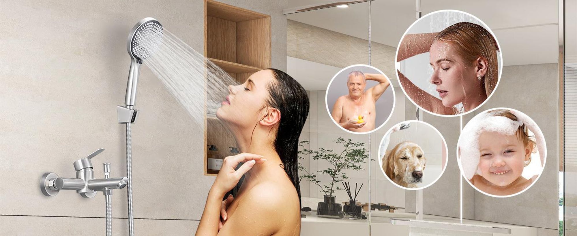 ZMH Badewannenarmatur mit Handbrause 3 Funktionen  Klassisch Set Badewannen Amaturen für Badewanne Bad