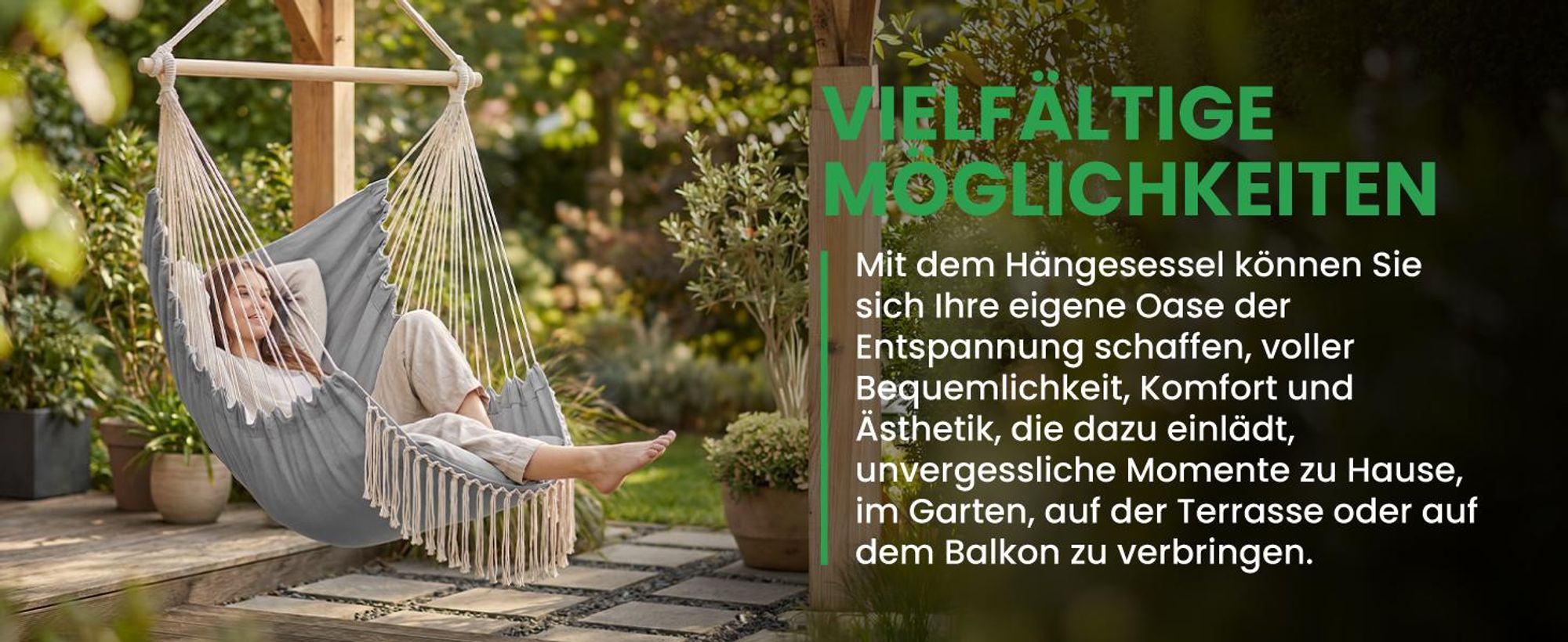 Hängesessel Hängestuhl Gartensessel brasilianische Cocoon mit 2 Kissen
