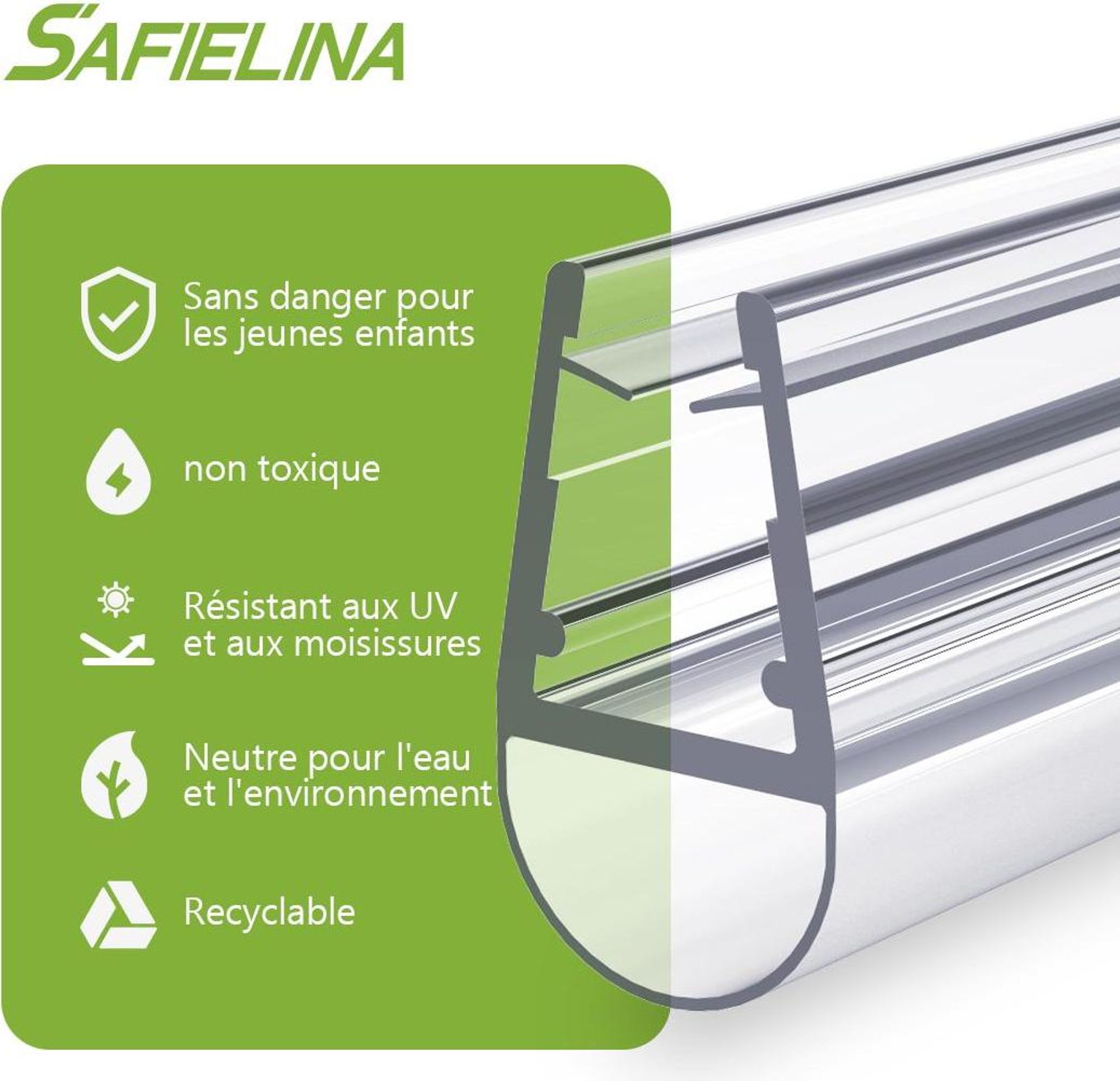 S'AFIELINA Joint de douche 2 pièces 100cm pour verre de 7-8mm - joint de remplacement déflecteur d'eau anti-vague pour cabine de douche salle de bain