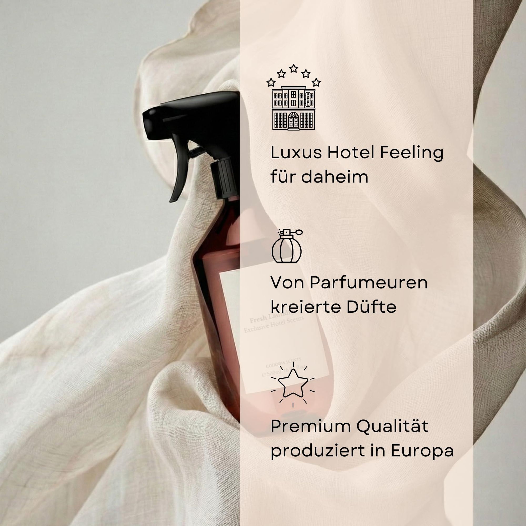 BOHORIA® Raumspray mit "Frische Wäsche" Duft - Air Spray 500 ml – Fresh Linen Raumduft mit Boutique Hotel Feeling