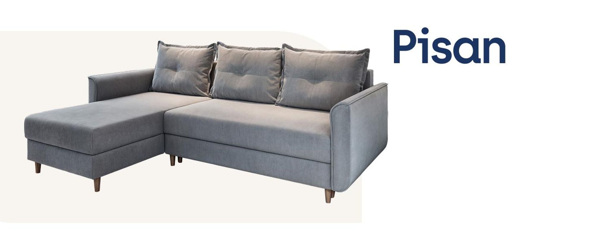 Ecksofa PISAN L-S mit Schlaffunktion und Bettkasten