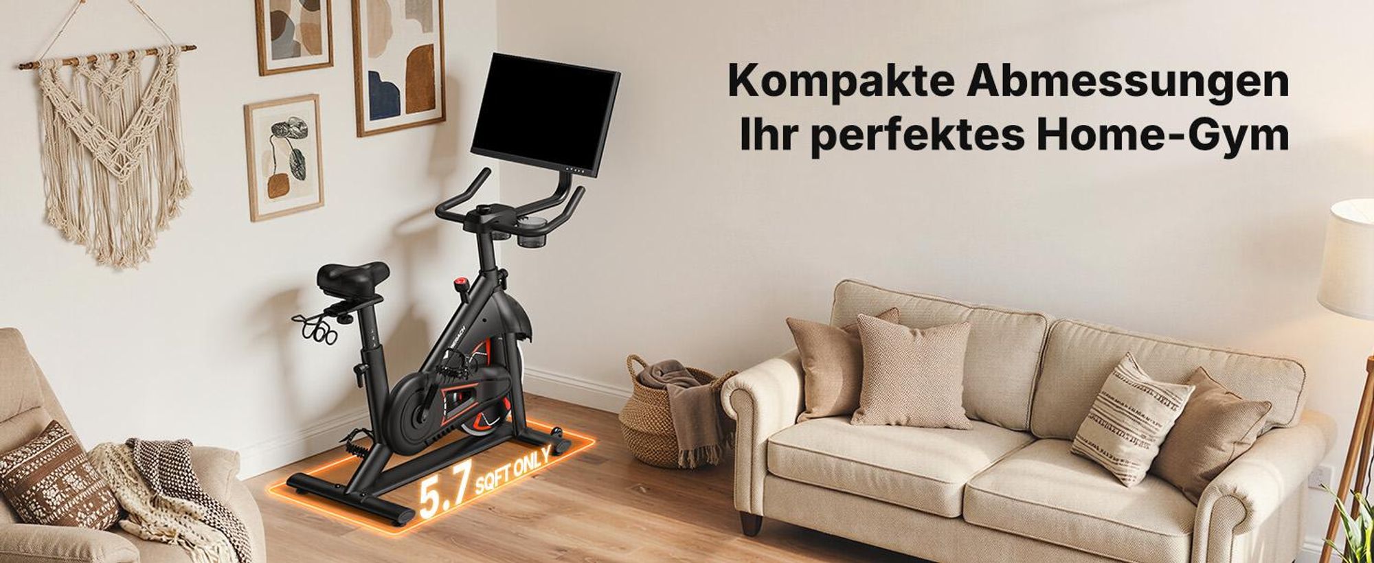 MERACH Heimtrainer mit 21,5-Zoll-HD-Bildschirm, 16 automatischer Magnetwiderstand, dreh- und neigbarem Display, App-Kompatibilität, bis 150 kg