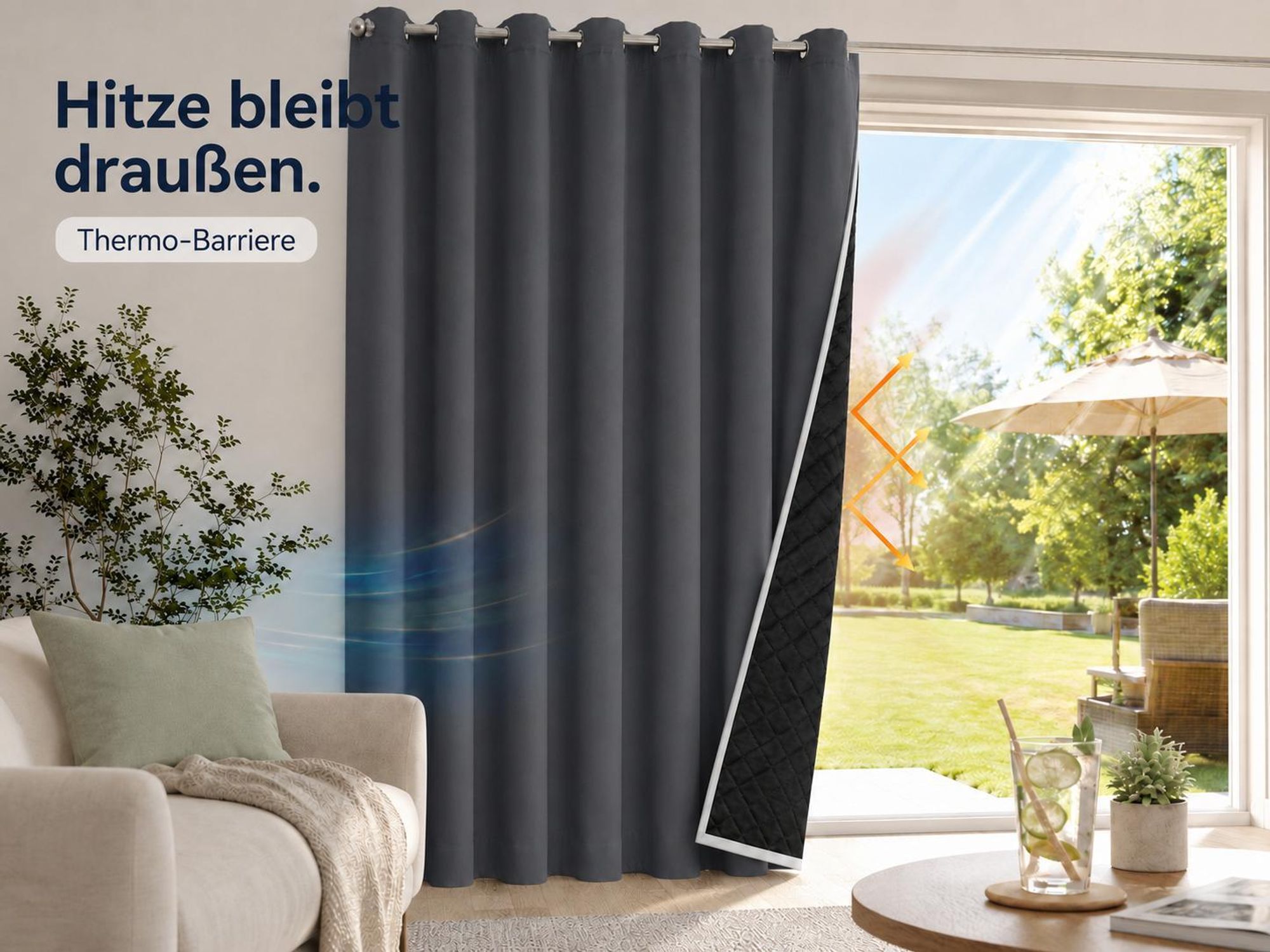 1x 100% Verdunkelung Thermo Vorhänge Grau Blickdicht Verdunkelungsvorhang mit Ösen Einfarbige, 132*160cm