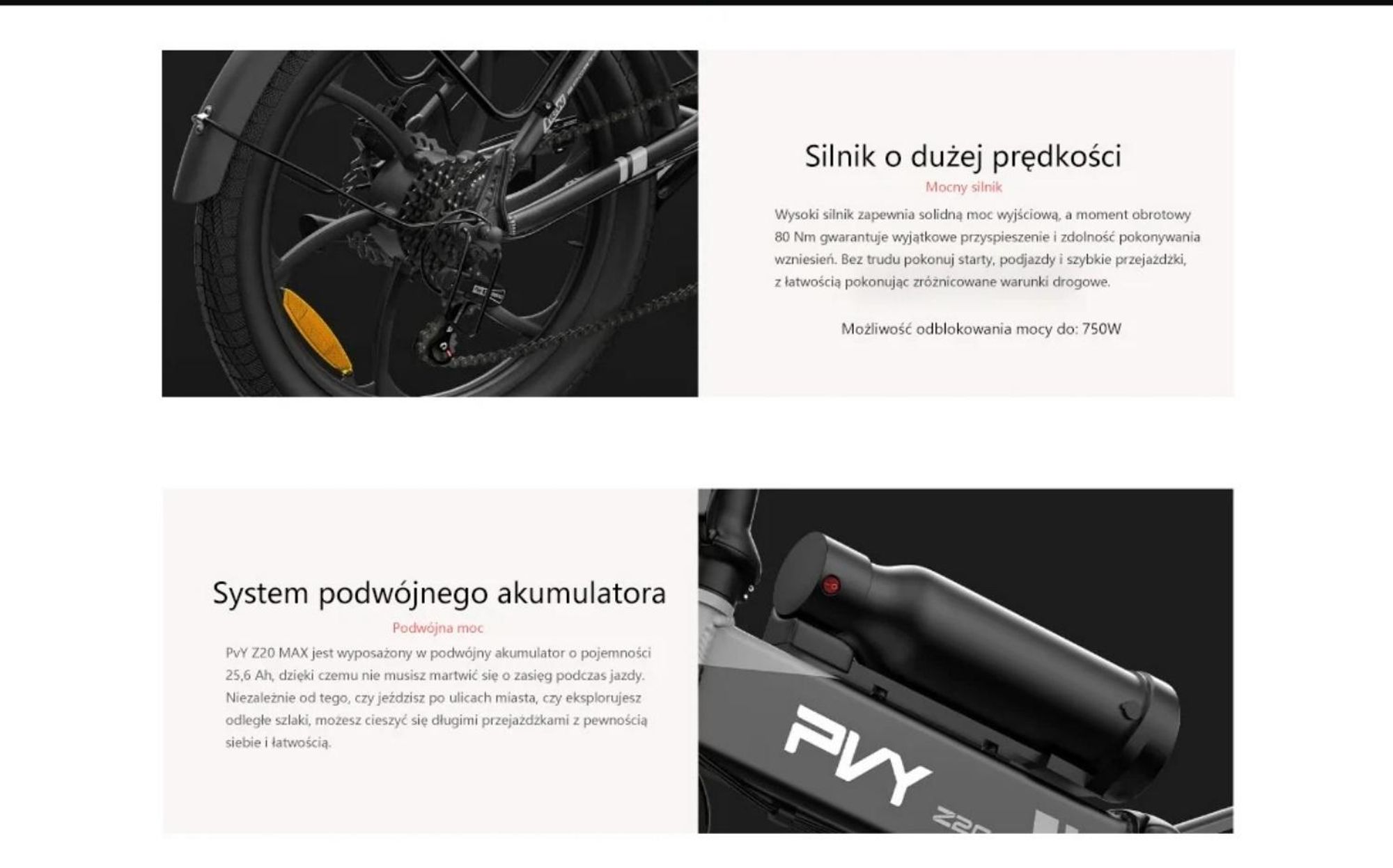 Rower Elektryczny PVY Z20 MAX IT - Silnik 250W Baterią 36V15AH+36V10.6AH 20 Calowe Koła Hydrauliczny Hamulec Tarczowy - Szary