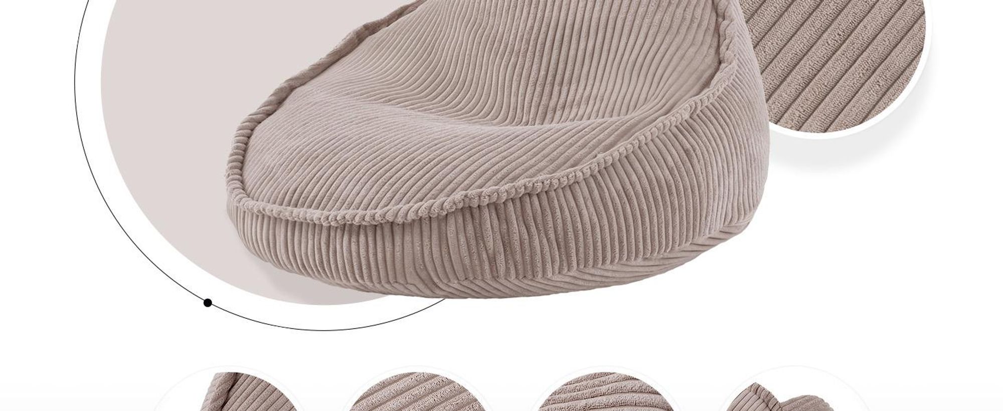 MISIOO Sitzsack Kinder – Big Bag Bean Bag – Waschbar –  – Stabile und Weiche Konstruktion – Cord-Material – 68x45 cm – Beige