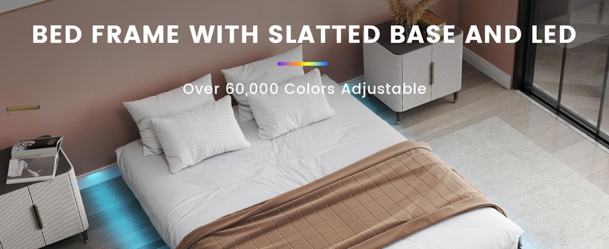 COMHOMA Letto in metallo Letto per ospiti Struttura letto in metallo, con LED e prese elettriche, letto per ragazzi 90x200, app e telecomando, struttura robusta