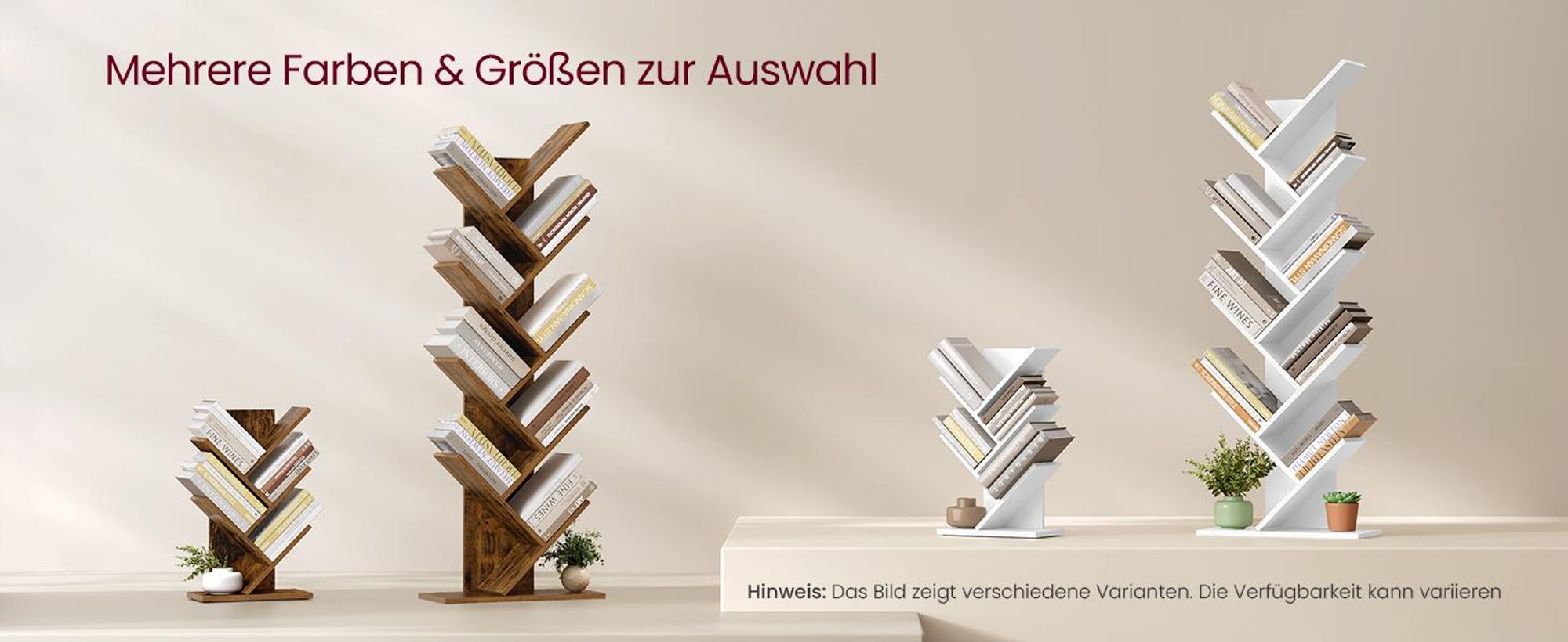 VASAGLE Bücherregal mit 8 Ebenen aus Holz 141,5cm in Baumform Standregal