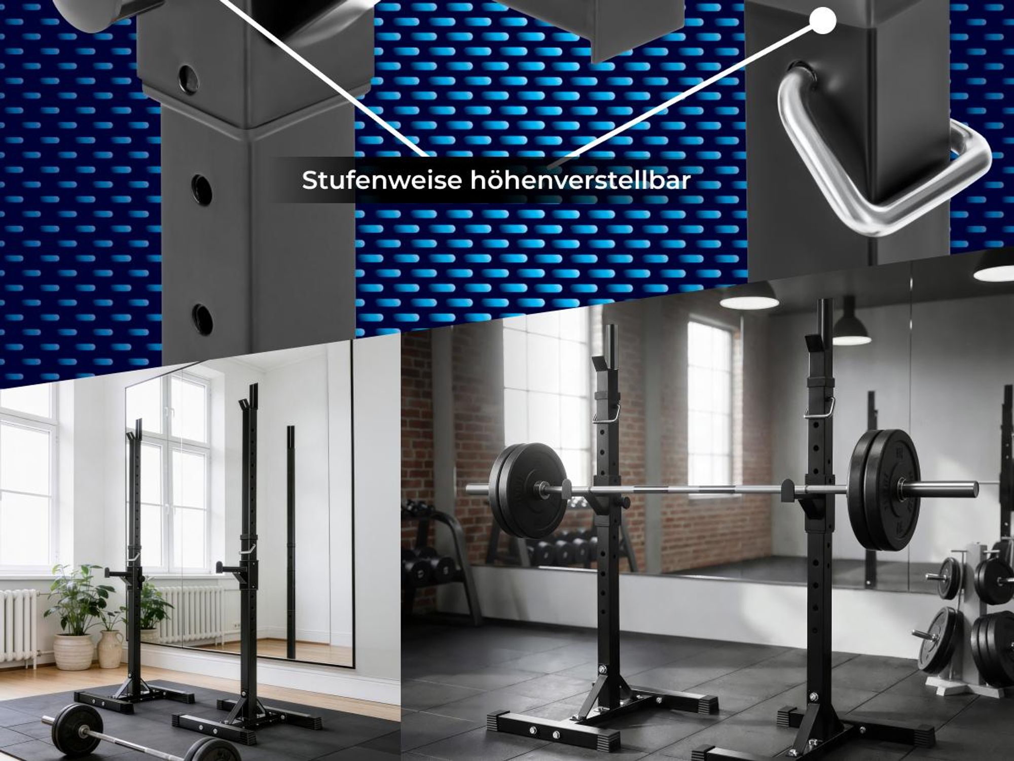 tectake® Langhantelablage multifunktional bodenschonende Kunststoffkappen