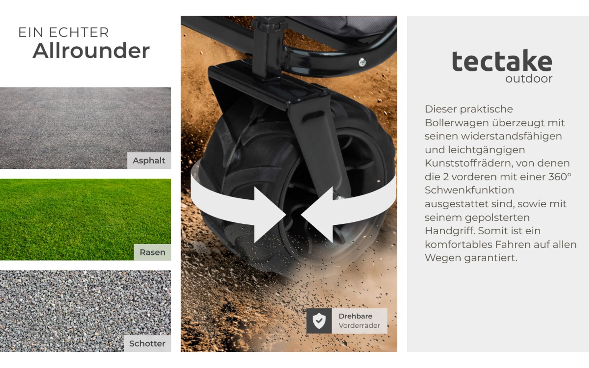 tectake® Bollerwagen Heidrun inklusive Tragetasche, Belastbarkeit 80 kg
