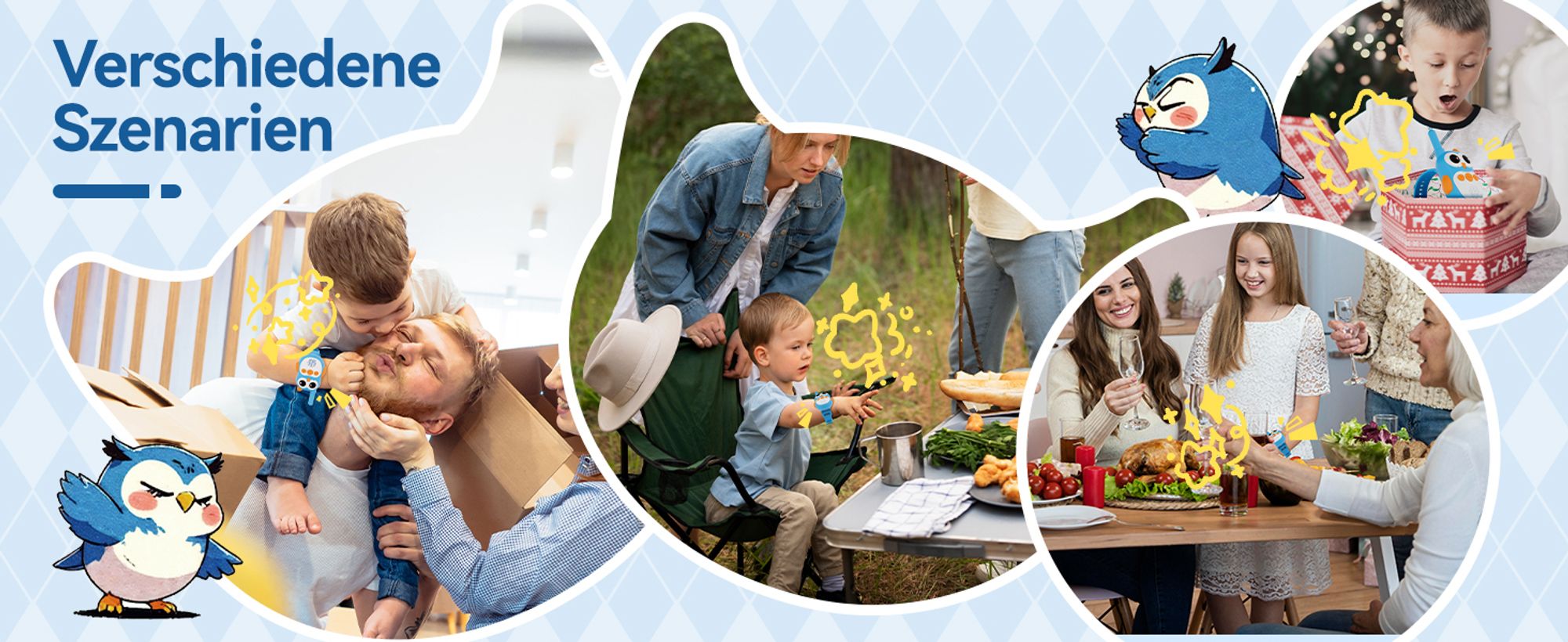 Retevis RT30W Walkie Talkie Kinder, Aufladbar Spielzeug ab 4-12 jahre, Cartoon-Eule Walky Talky Geschenke für Kinder, Camping Familienspiel