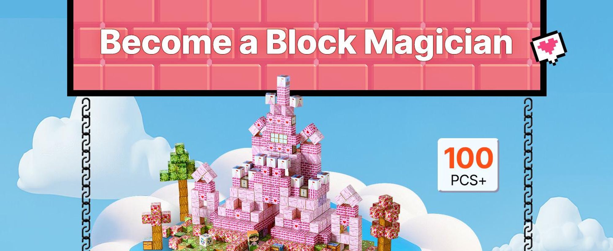 VEVOR Magnetische Bausteine, 100-teiliges Prinzessinnen-Schloss-Set, Magnetblöcke, STEM Montessori-Spielzeug als Weihnachts- & Geburtstagsgeschenk, Konstruktions-Stapelspielzeug, ab 3 Jahren