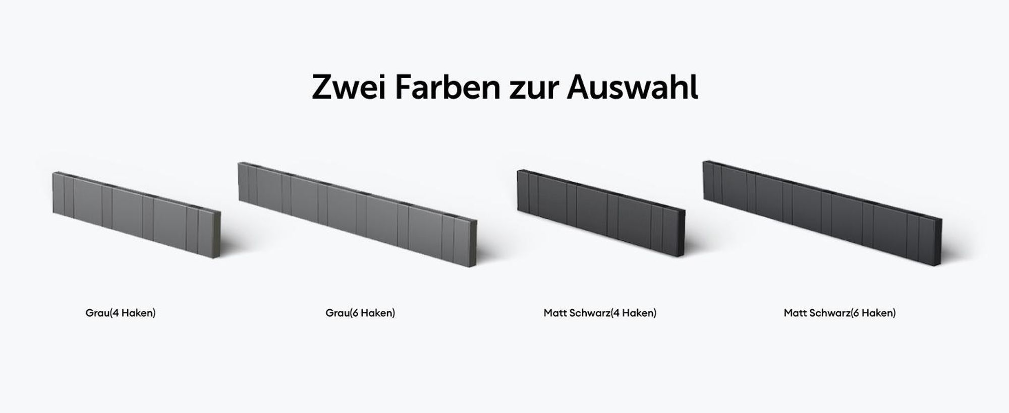 Mai & Mai Wandgarderobe Wandhaken aus Aluminium Garderobe mit 6 klappbaren Haken Garderobenleiste Garderobenhaken Kleiderhaken 44,5cm Schwarz