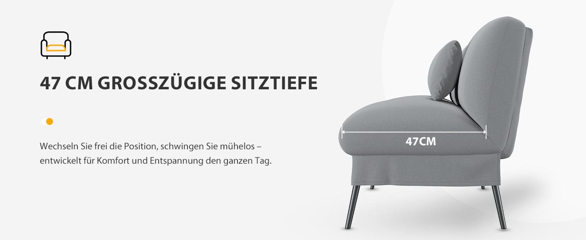 COMHOMA Klappbares Schlafsofa mit Schlaffunktion - 2-in-1 Couch, Multifunktionales Schlafsofa mit Großer Liegefläche, Platzsparendes Bettsofa Grau