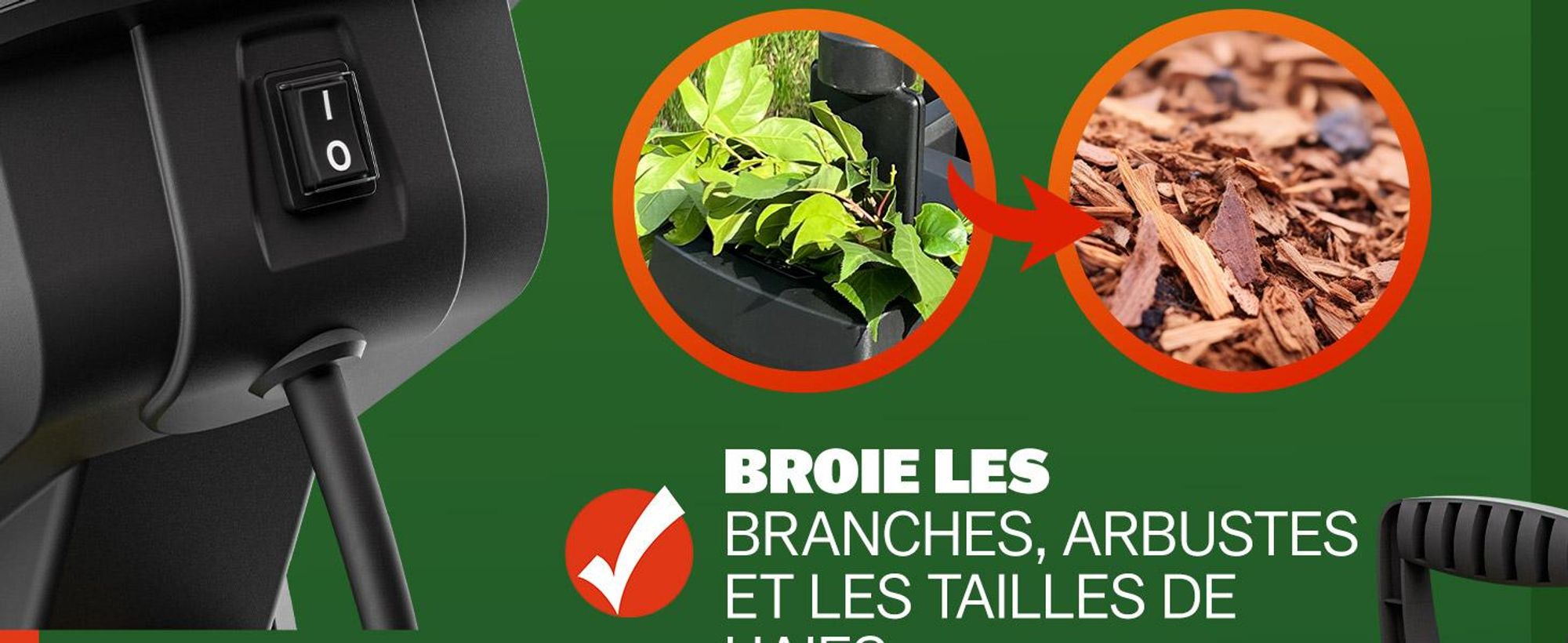 GARDEBRUK Broyeur de végétaux électrique 2.400 W