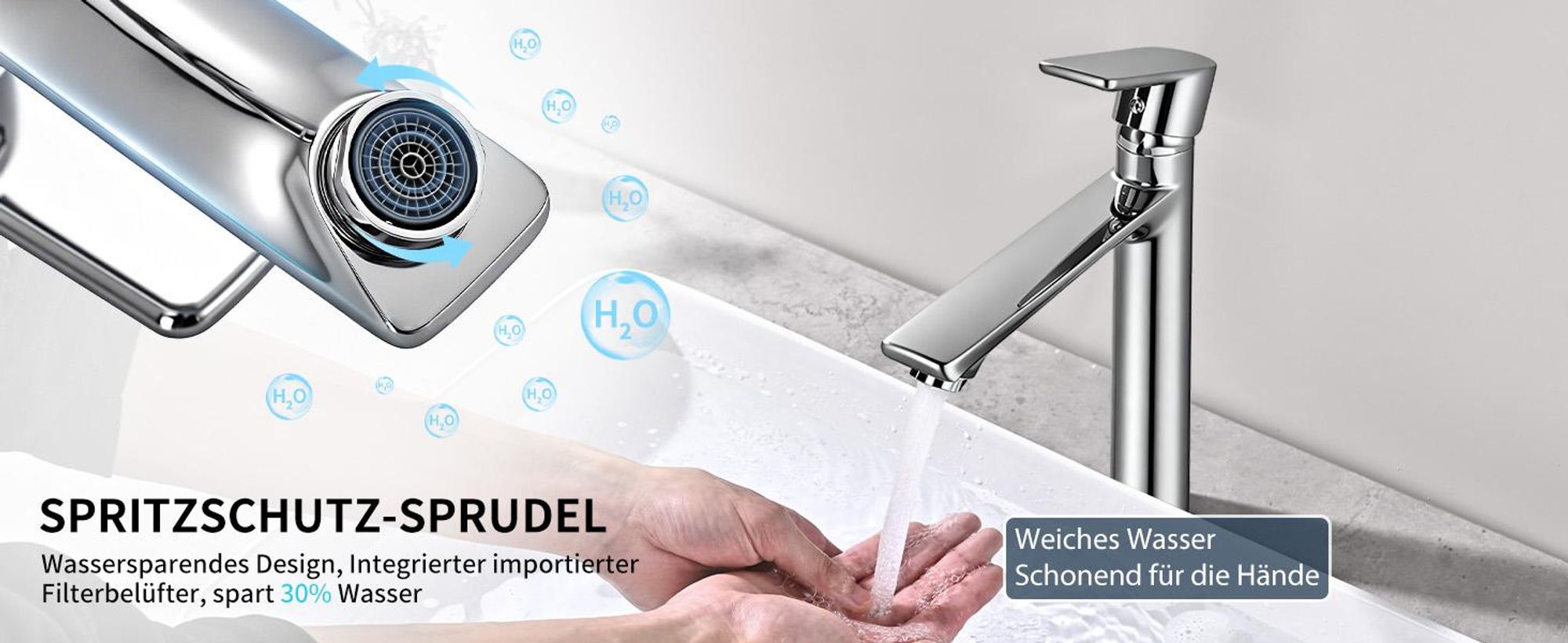 Homelody Chrom Wasserhahn Bad mit Universal Ablaufgarnitur Armatur Mischbatterie Waschbeckenarmatur mit Pop-Up Ventil Messing Überlauf Abflussgarnitur