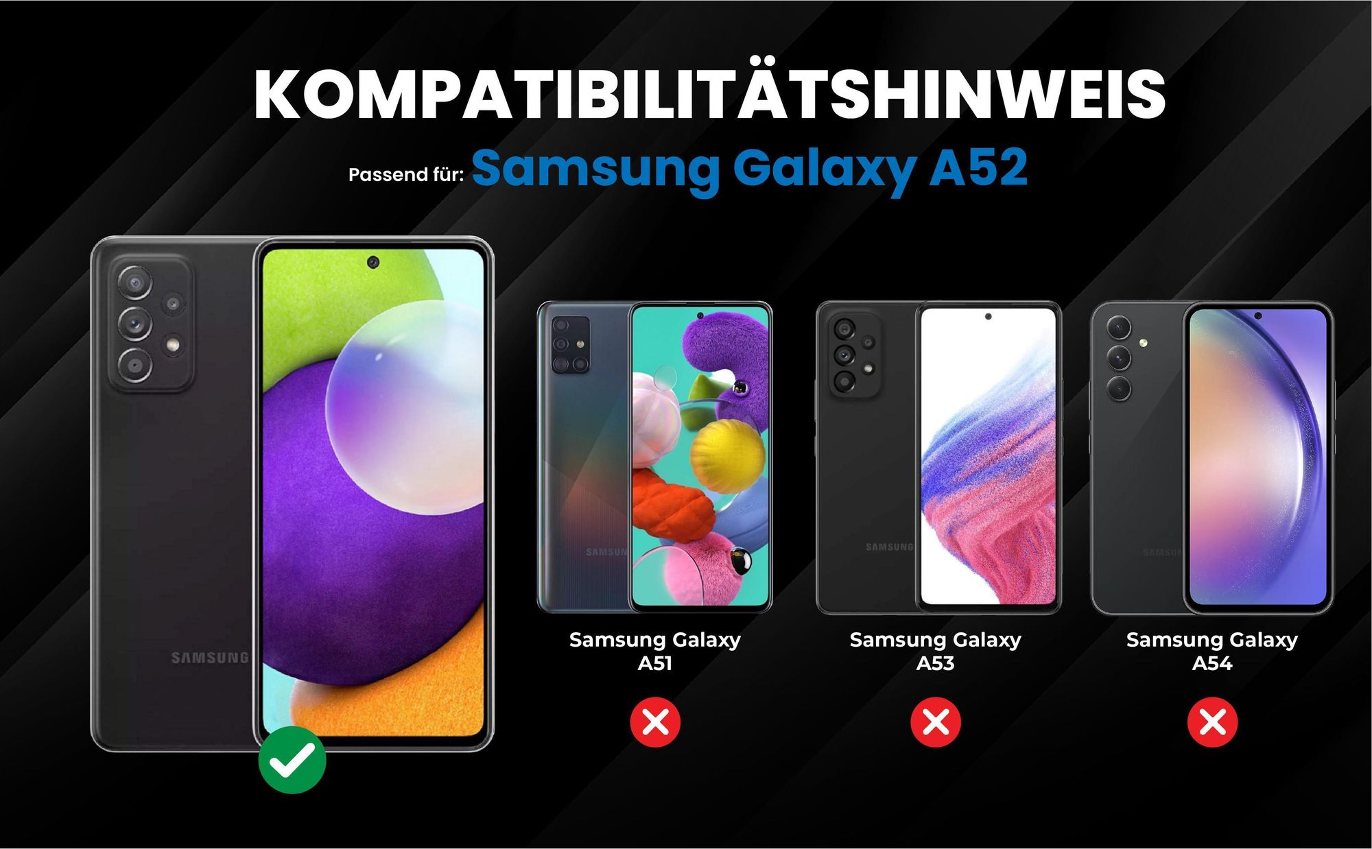 Kompatibilitätshinweise Hülle für Samsung Galaxy A52 / A52 5G / A52s 5G