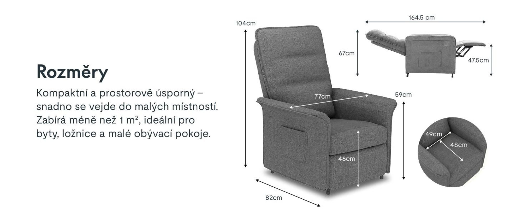 Elektrické polohovací křeslo FLEXISPOT s funkcí naklápění 105°-155°, nastavitelné TV a polohovací křeslo do obývacího pokoje, opěrka zad a nohou (světle šedá)