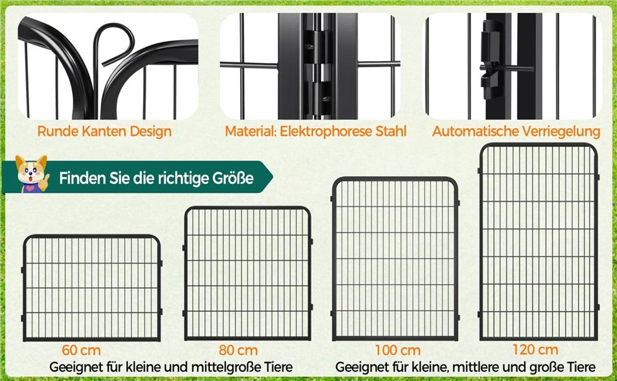 Yaheetech 8-teilig Welpenlaufstall 80 x 80 cm Welpenauslauf Laufgitter Absperrgitter