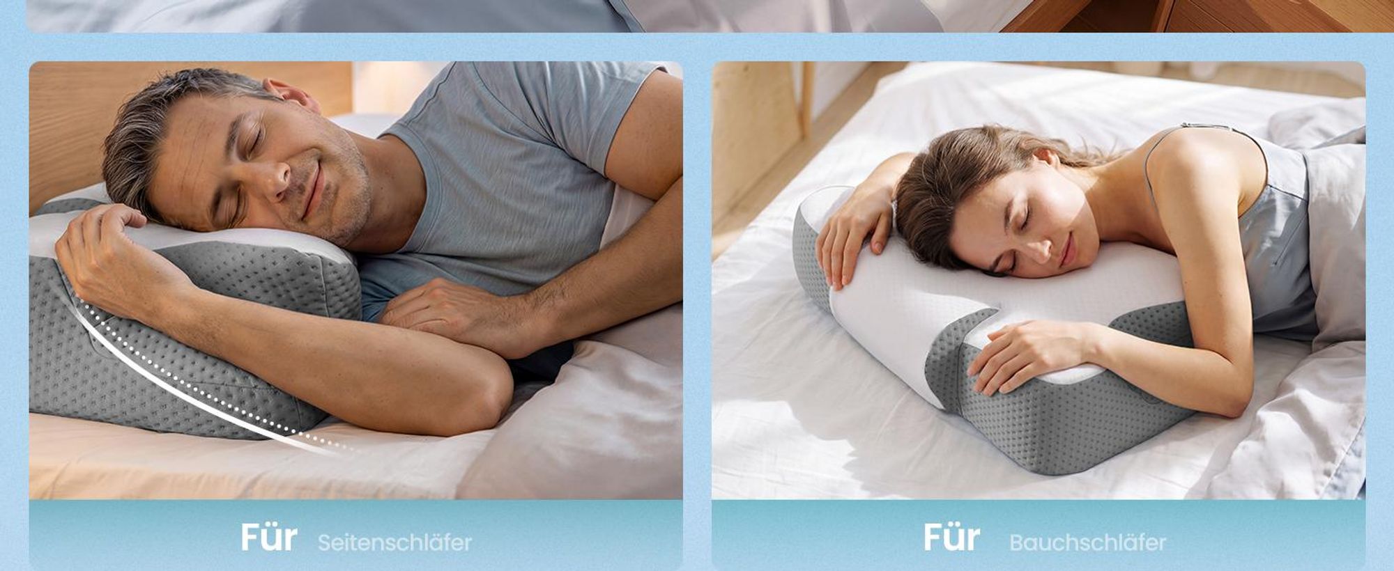 SONGMICS Kopfkissen, Kissen ergonomisch, Nackenkissen kühlend, höhenverstellbar, Memory Foam Kissen, weiß-grau