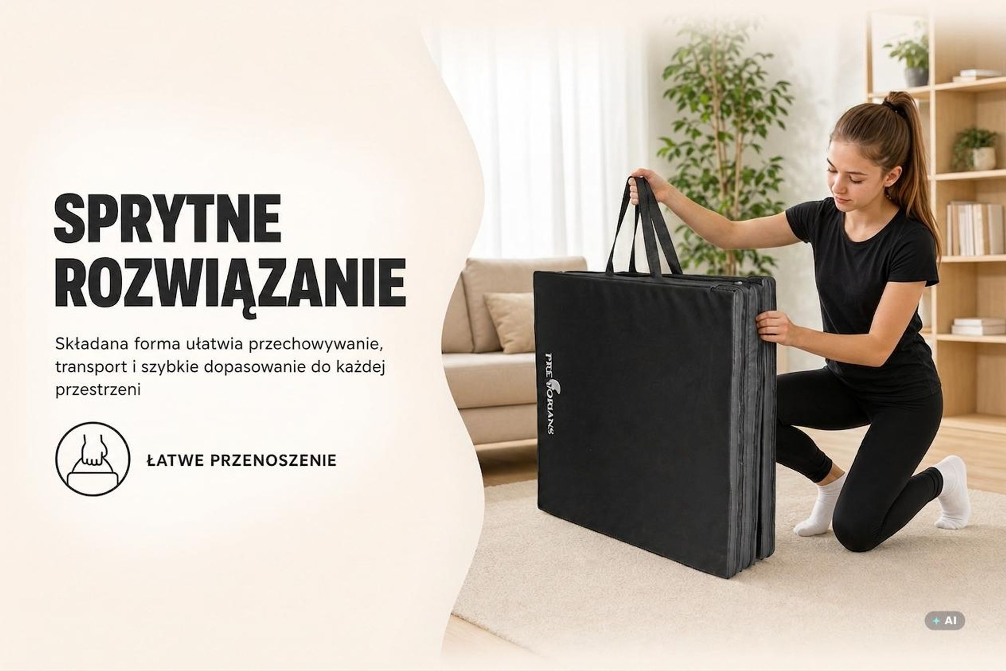 Składana mata gimnastyczna materac do ćwiczeń domowych 180 x 60 x 5 cm