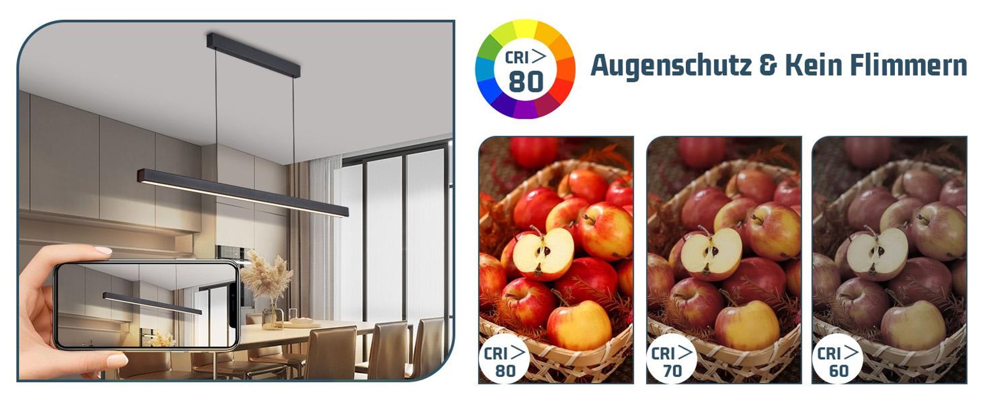 ZMH LED Pendelleuchte Esszimmer Hängelampe Dimmbar Fernbedienung 37W Esstischlampe 108CM Pendelleuchten für Küche Bar Wohnzimmer Schwarz