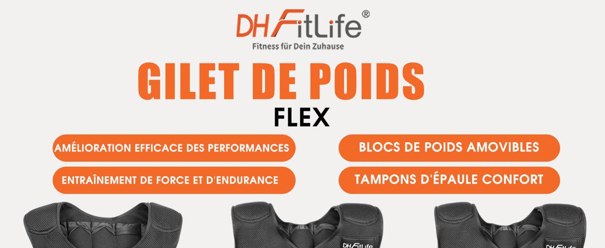 DH FitLife Gilet Lesté Ajustable 20KG – Veste de Musculation pour Entraînement à la Force, Endurance, Course, Pompes et Tractions