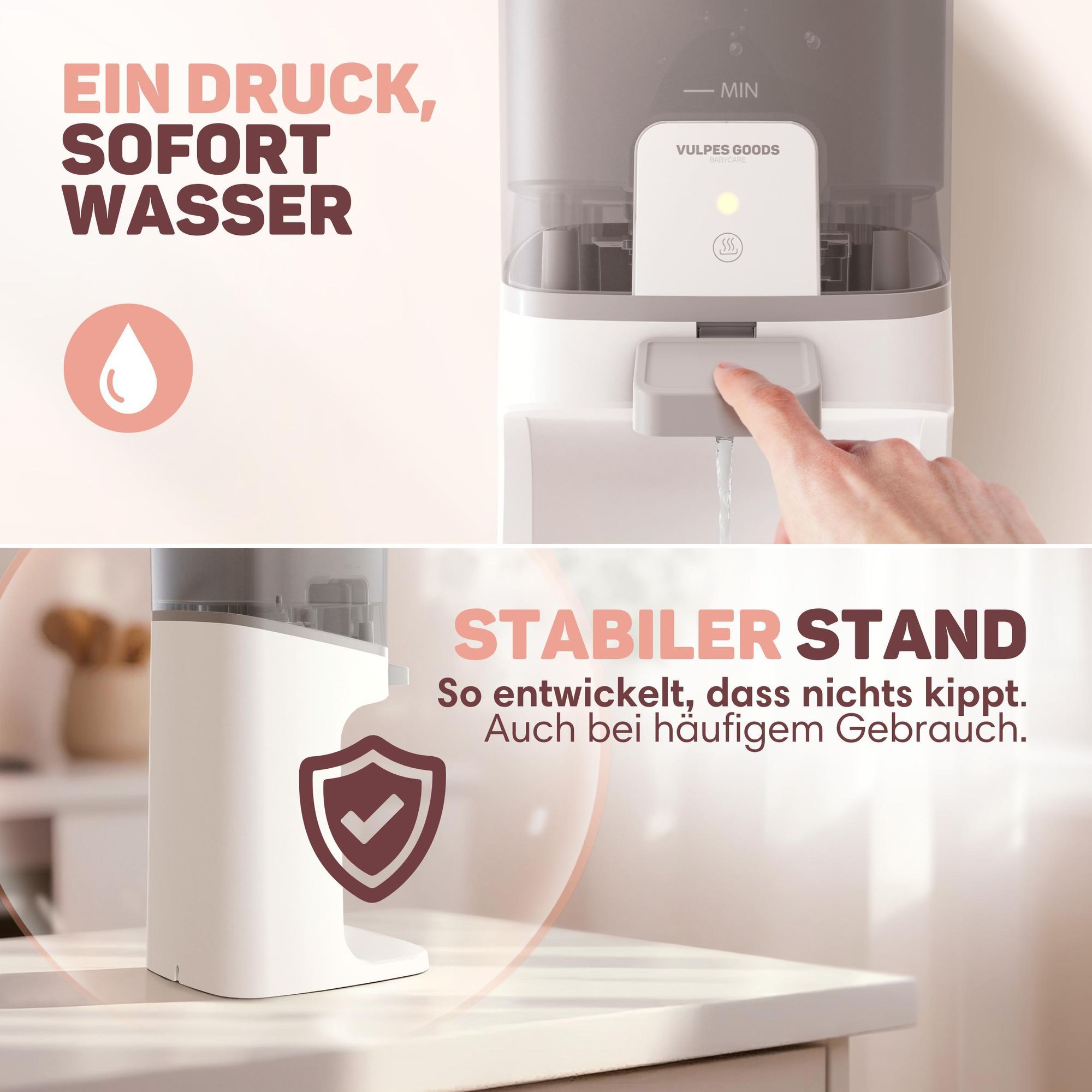 Heißwasserspender für Babyflaschen – Babyflaschen-Zubereiter Pro - 1,6L mit 3 Temperatureinstellungen | 200 W Warmwasserspender - Bottle Maker Pro